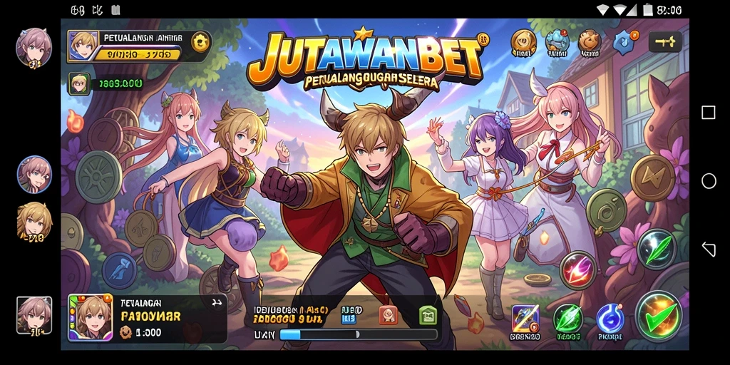 Tampilan gameplay menakjubkan dari JUTAWANBET dengan karakter anime.