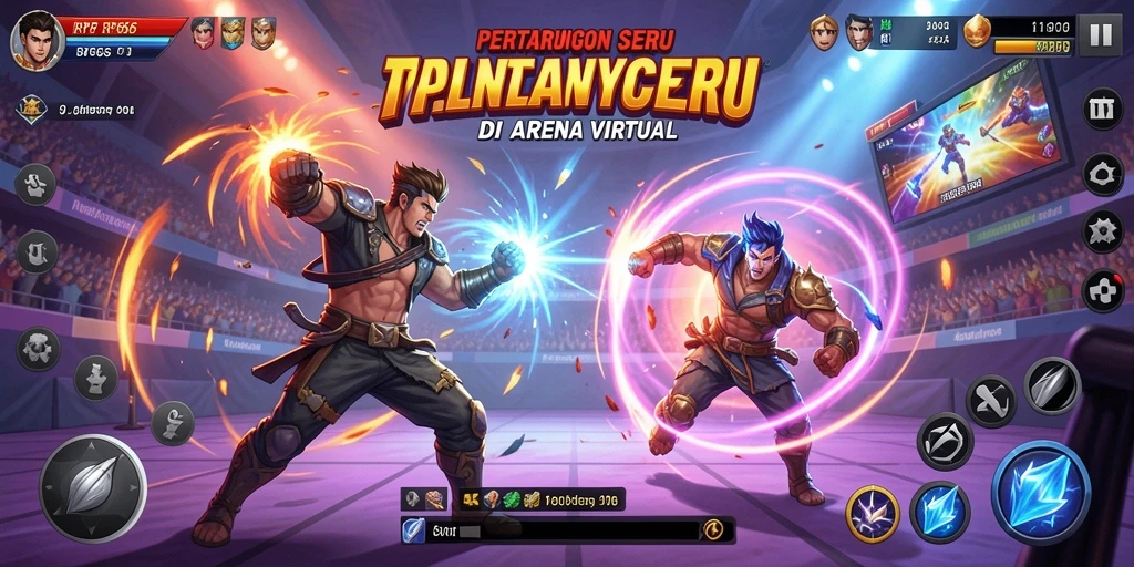 Screenshot utama RP66 menampilkan karakter-karakter bertarung di arena.