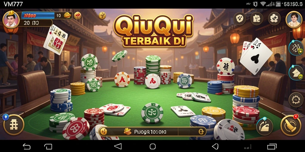 Tampilan screenshot utama VM777 memperlihatkan serunya permainan QiuQiu.